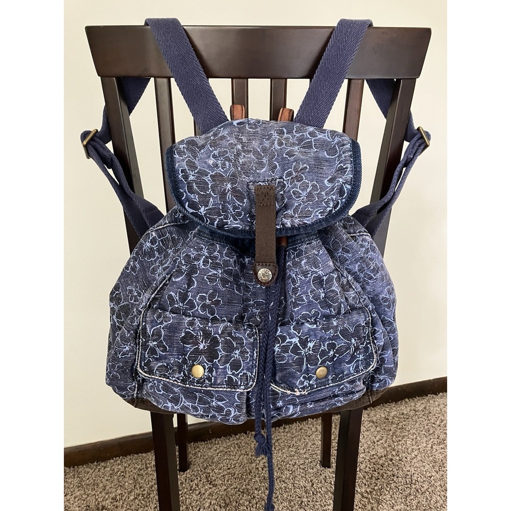 Lucky Brand Floral Canvas Cinch Backpack Y2K Era Boho Bag